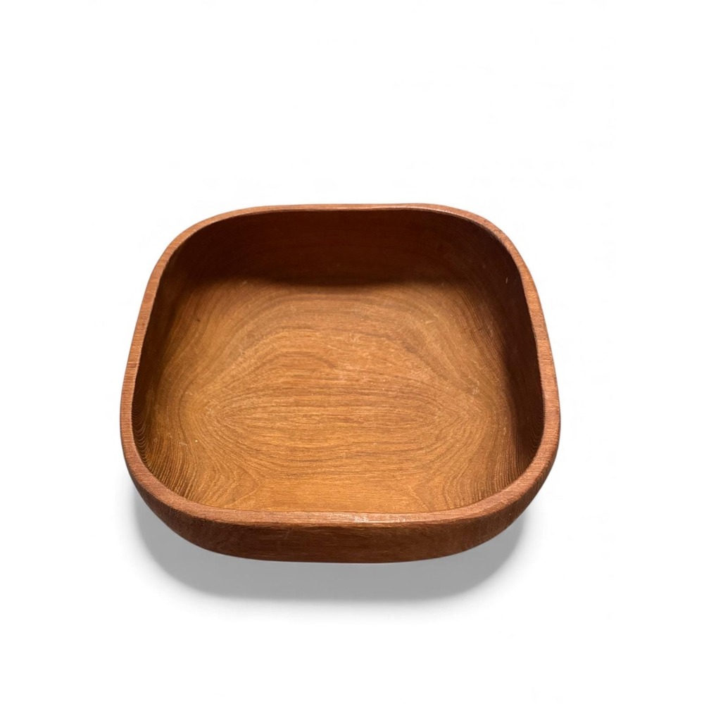 Handcrafted Teak‎ Wood Square Bowl Made in Thailand